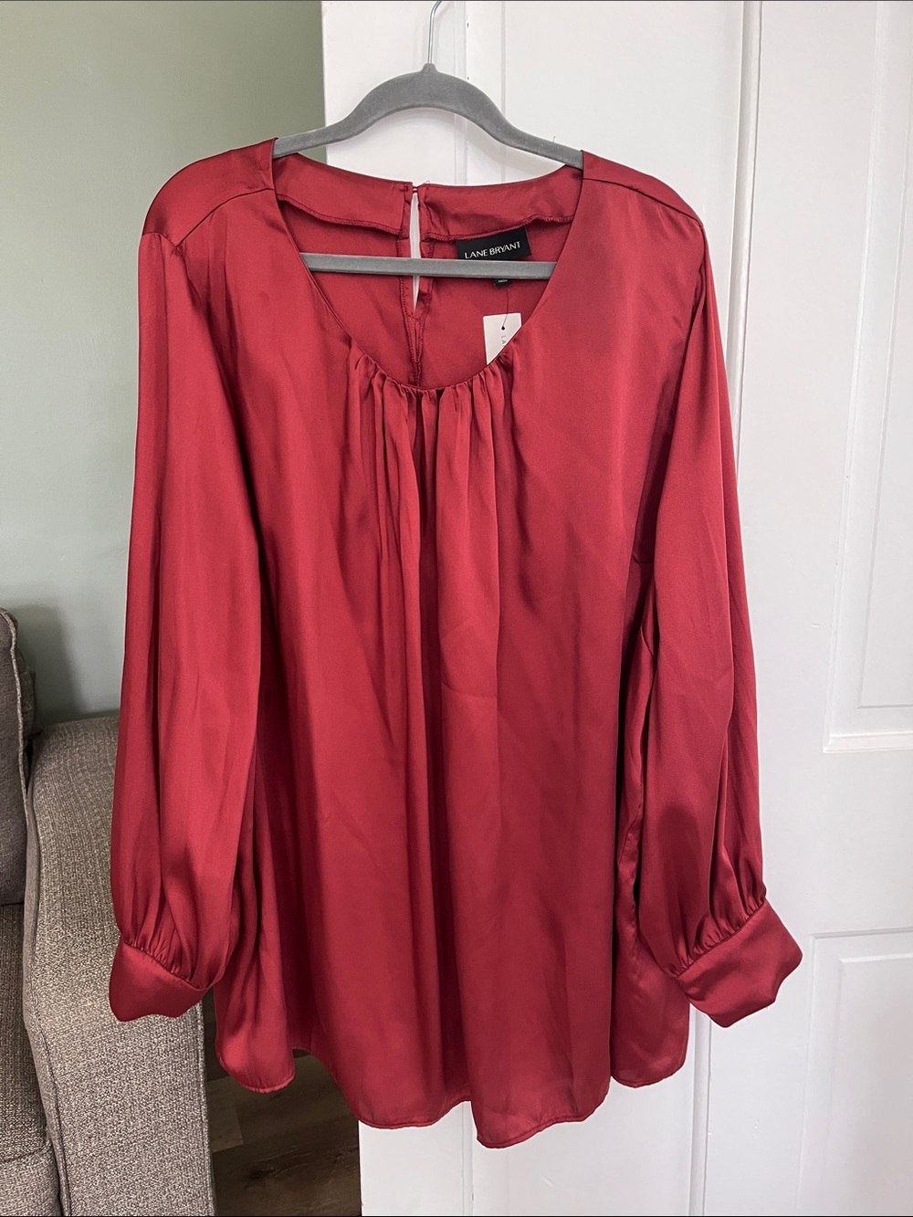 NWT Lane Bryant Size 24 Satin Blouse Long Sleeves